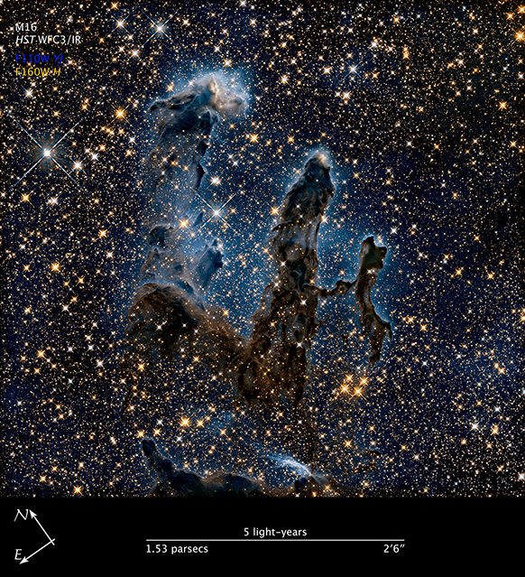 pillars of creation with compass and scale
