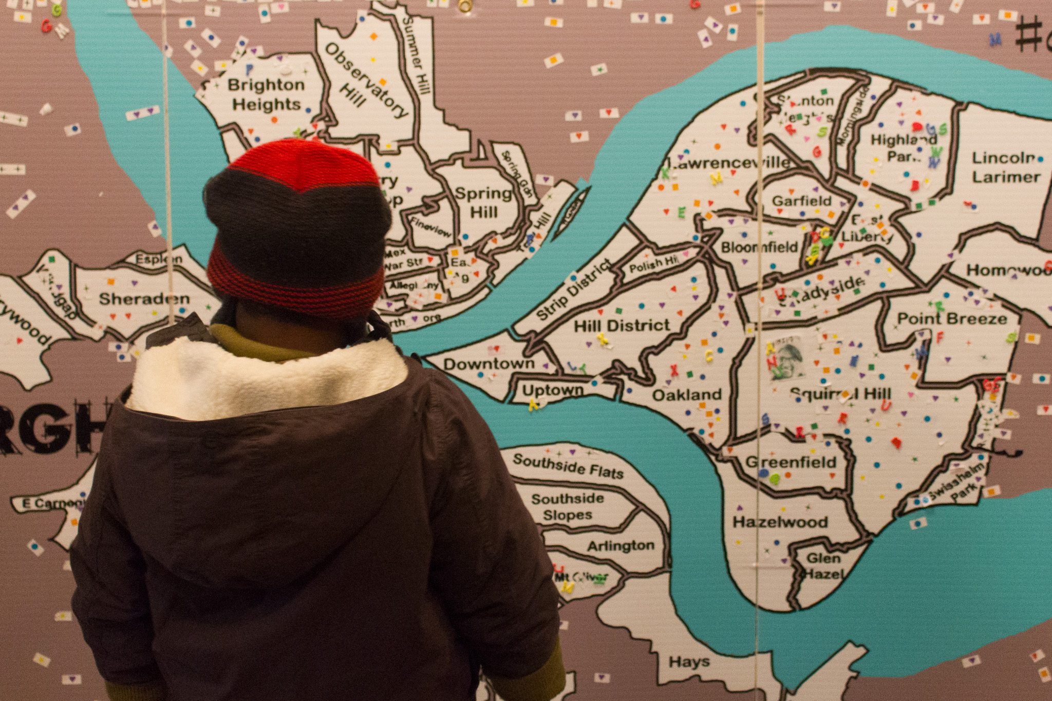 An activity shows a map of Pittsburgh at East Liberty Celebrates MLK 2015.