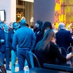 Guests network in the Warhol lobby at Startup Drinks Pittsburgh