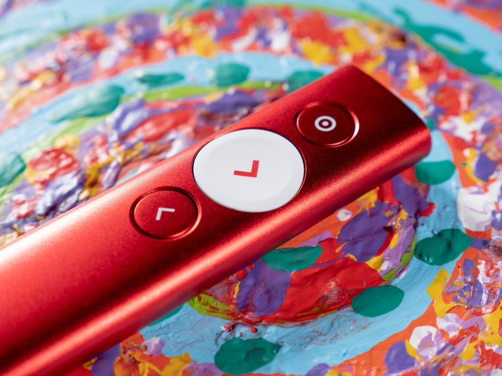 Closeup of Logitech's Spotlight Presenter.